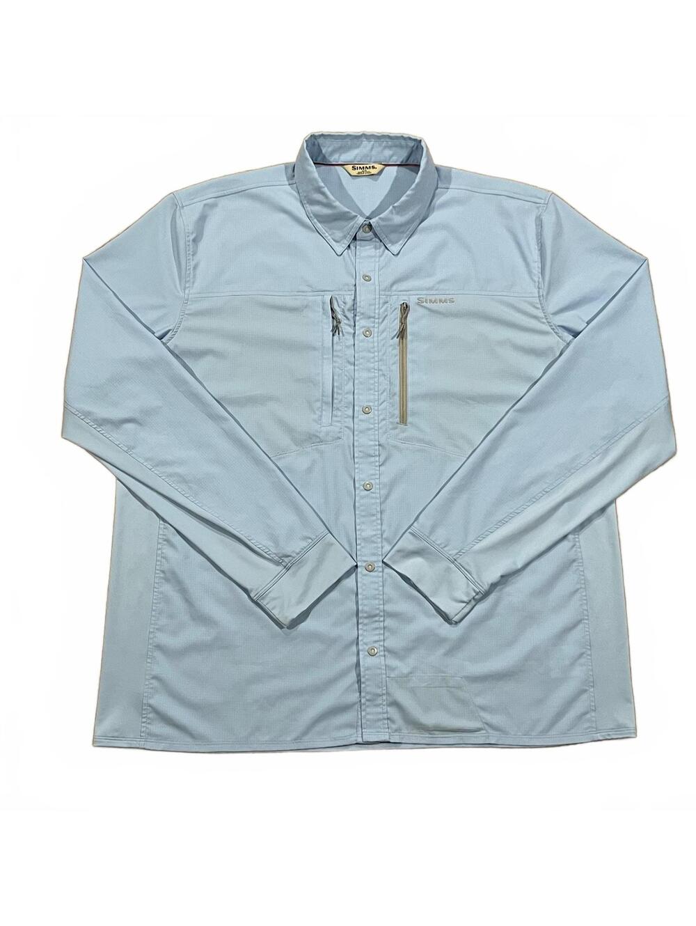 Simms Fishing Mens Blue Lightweight Long Sleeve Button Up Shirt Size XL